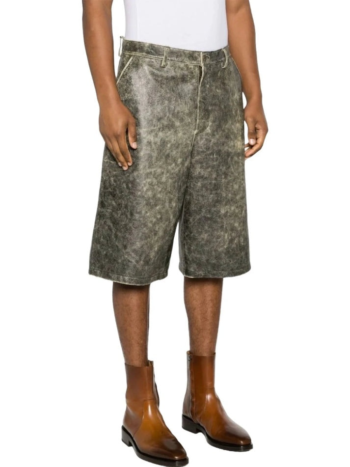 Men’s Distressed Black Leather Bermuda Shorts – Avanzar Leather