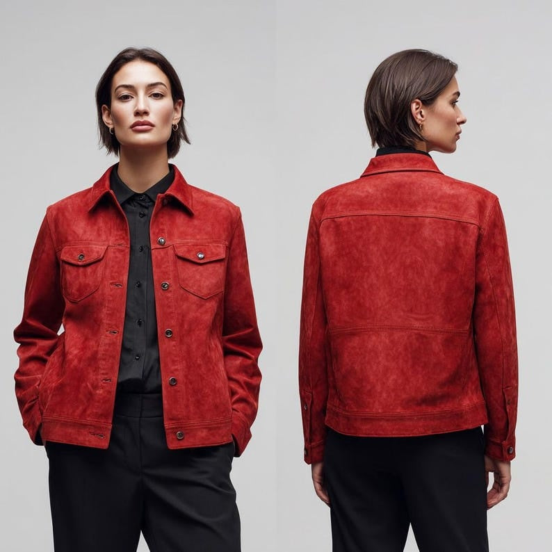 Women’s Suede Leather Jacket Classic Vintage Western Style