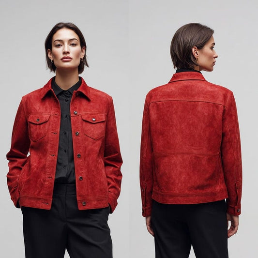 Women’s Suede Leather Jacket Classic Vintage Western Style