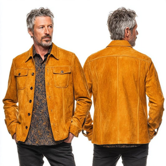 Men’s Suede Leather Jacket Classic Vintage Style Coat