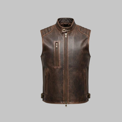 Men’s Premium Leather Vest Rugged Vintage Style Outerwear