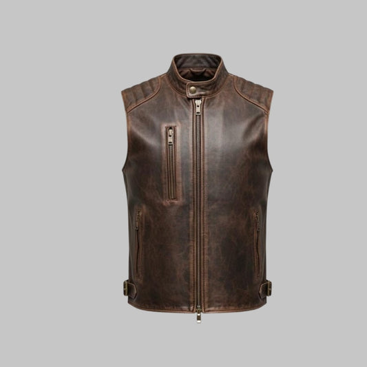 Men’s Premium Leather Vest Rugged Vintage Style Outerwear