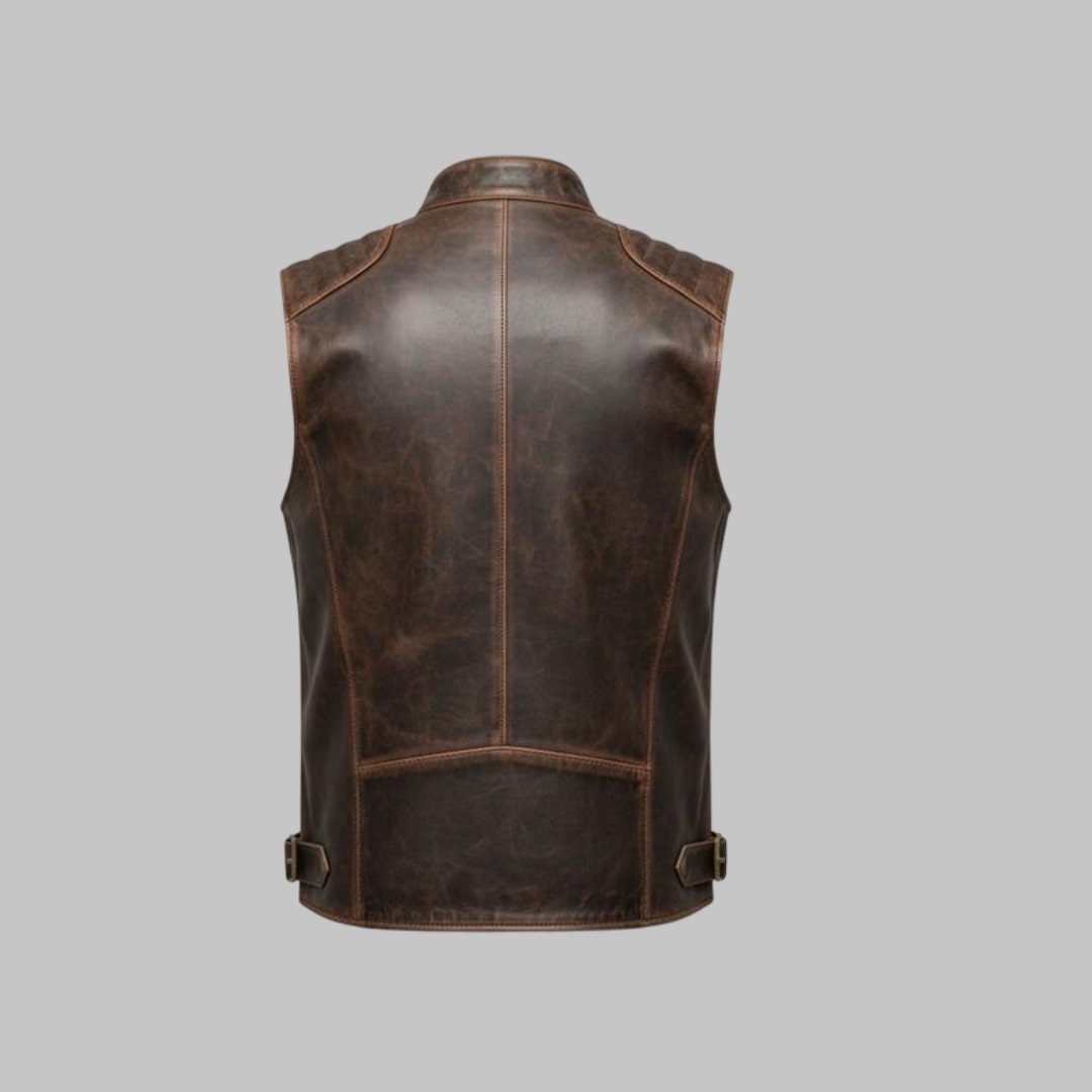Men’s Premium Leather Vest Rugged Vintage Style Outerwear