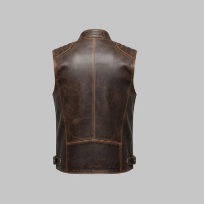 Men’s Premium Leather Vest Rugged Vintage Style Outerwear