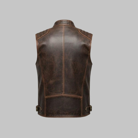Men’s Premium Leather Vest Rugged Vintage Style Outerwear