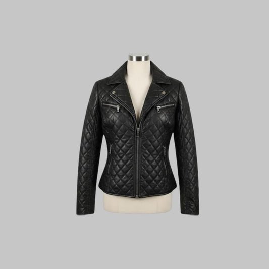 Handmade Lambskin Leather Moto Jacket Women’s Classic Biker Style