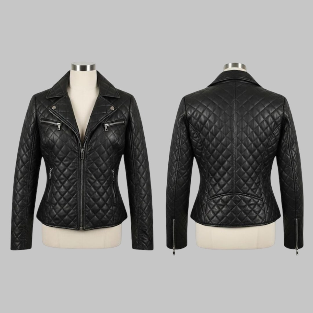 Handmade Lambskin Leather Moto Jacket Women’s Classic Biker Style