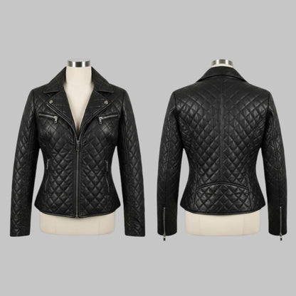 Handmade Lambskin Leather Moto Jacket Women’s Classic Biker Style