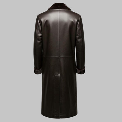 Vintage Genuine Leather Shearling Lined Trench Coat