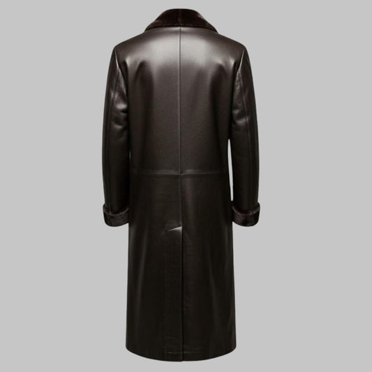 Vintage Genuine Leather Shearling Lined Trench Coat