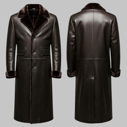 Vintage Genuine Leather Shearling Lined Trench Coat