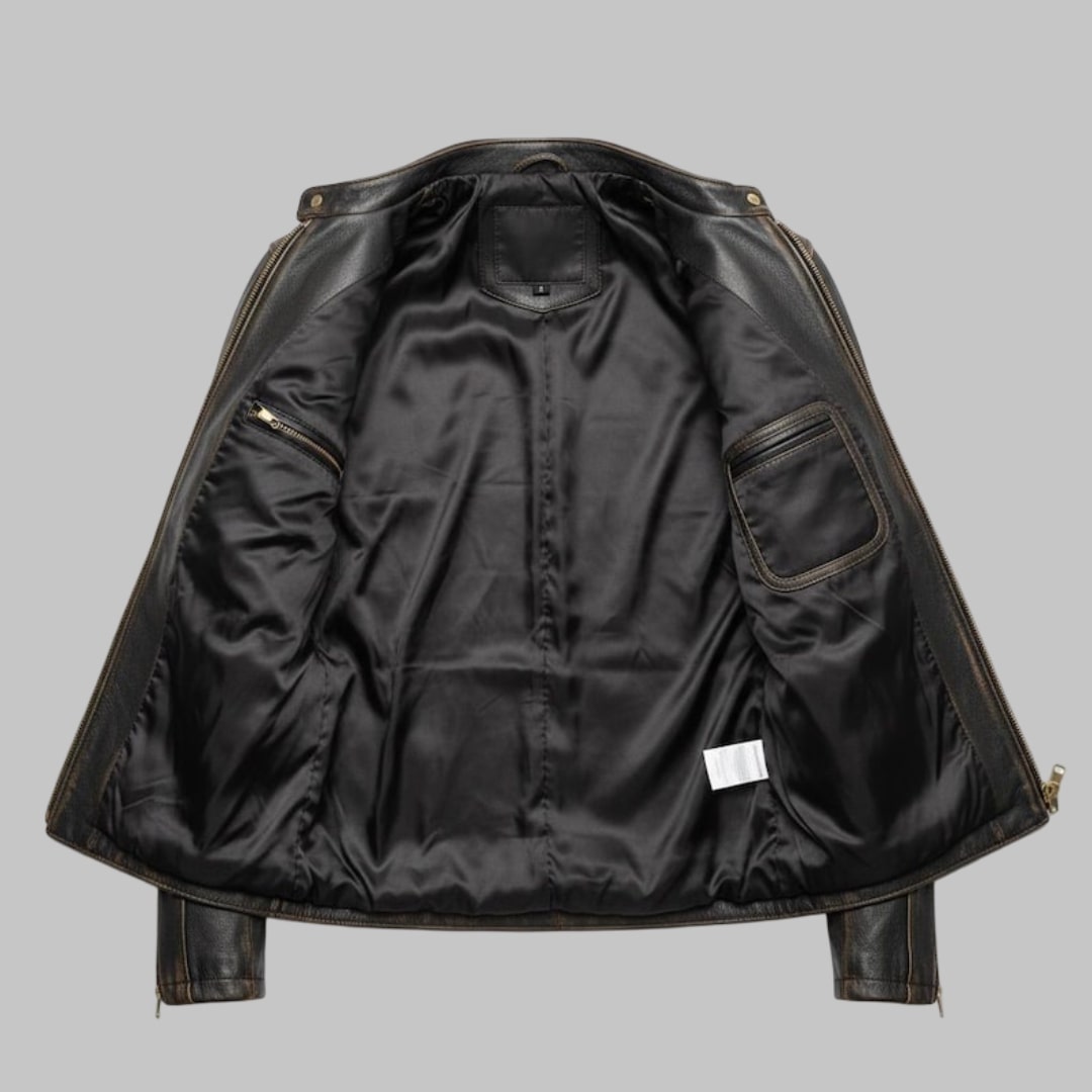 Men Distressed Brown Vintage Leather Motorcycle Jacket