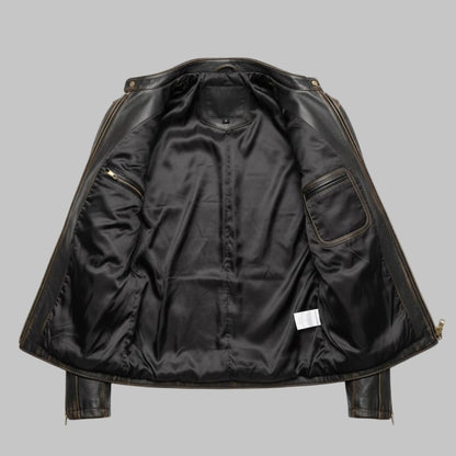 Men Distressed Brown Vintage Leather Motorcycle Jacket