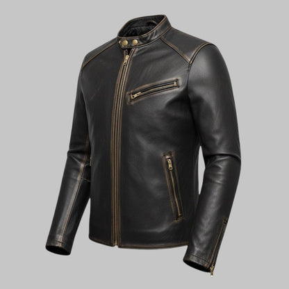 Men Distressed Brown Vintage Leather Motorcycle Jacket