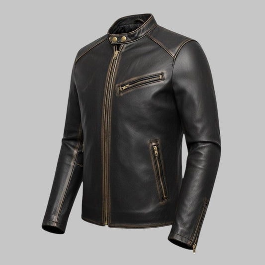 Men Distressed Brown Vintage Leather Motorcycle Jacket