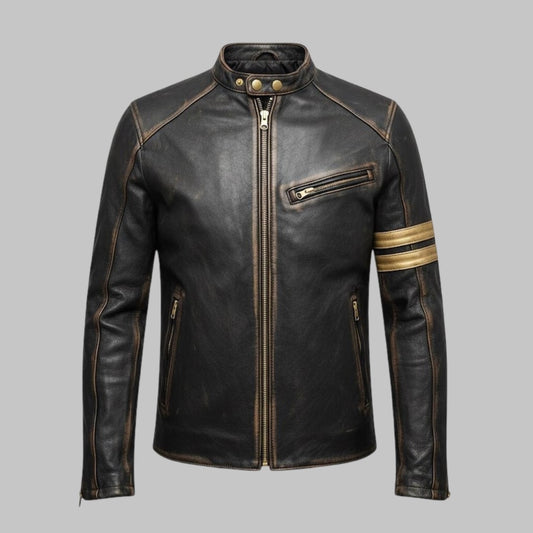 Men Distressed Brown Vintage Leather Motorcycle Jacket