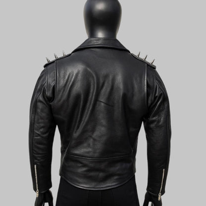 Men Spiked Leather Biker Jacket Steampunk Motorcycle Style