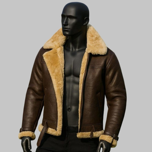 Men’s Shearling Bomber Jacket | Genuine Sheepskin Aviator Style