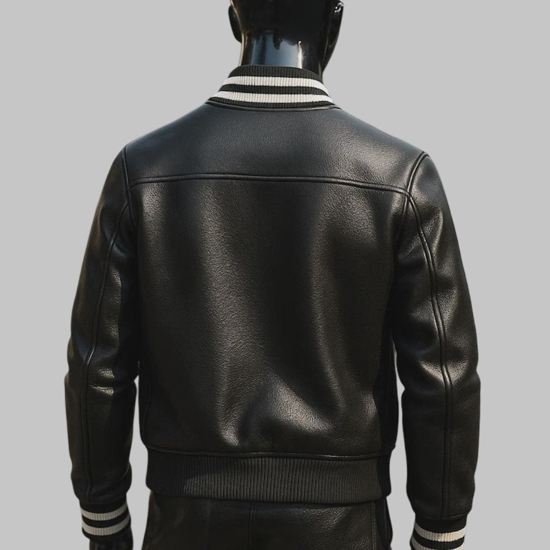 Men Handmade Lambskin Leather Biker Jacket