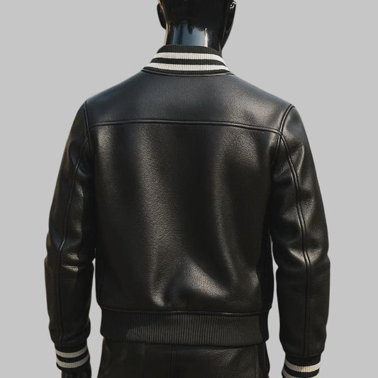 Men Handmade Lambskin Leather Biker Jacket