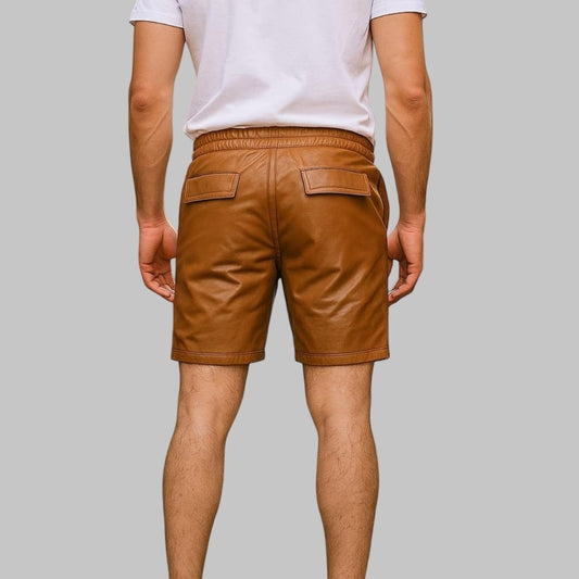 Men Handmade Lambskin Leather Shorts Modern Fit