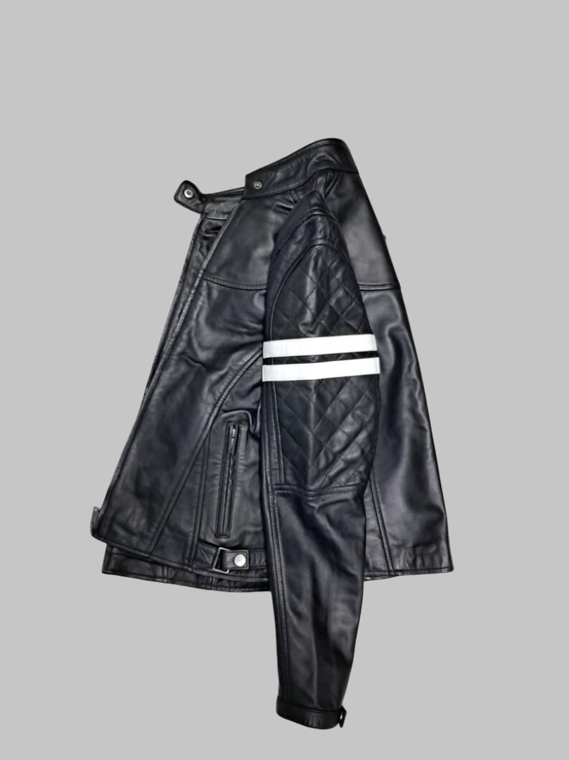 Women Handmade Black Biker Leather Jacket Slim Fit