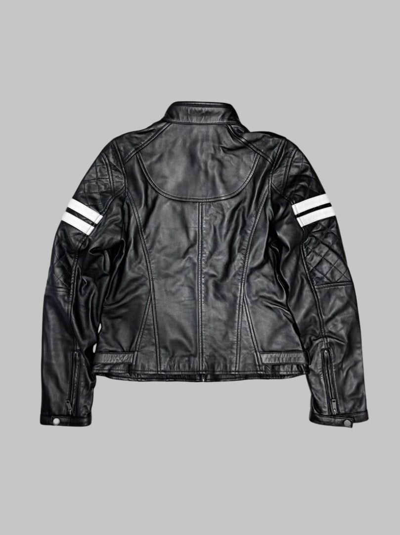 Women Handmade Black Biker Leather Jacket Slim Fit