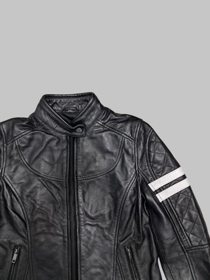 Women Handmade Black Biker Leather Jacket Slim Fit
