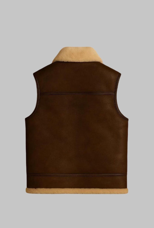 Men Sheepskin Leather Shearling Vest Bodywarmer