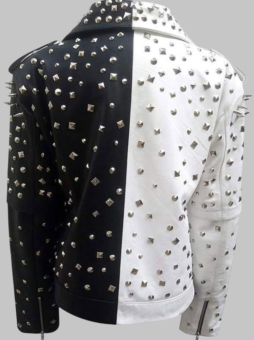 Women’s Studded Leather Motorcycle Jacket Handmade Punk Biker Style