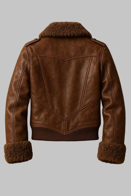 Genuine Sheepskin Shearling Leather Bomber Jacket