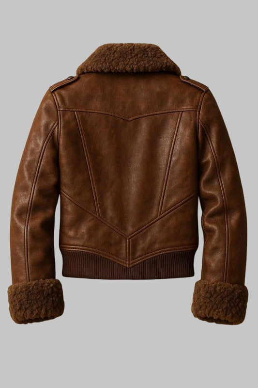 Genuine Sheepskin Shearling Leather Bomber Jacket