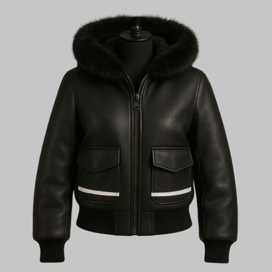 Handmade Fur Lined Leather Bomber Jacket for Women