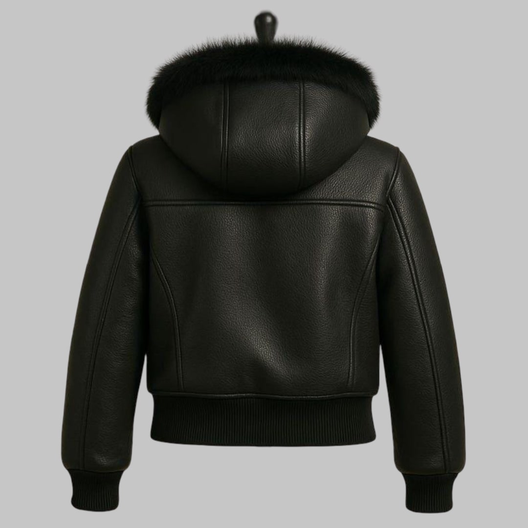 Handmade Fur Lined Leather Bomber Jacket for Women