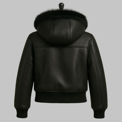 Handmade Fur Lined Leather Bomber Jacket for Women