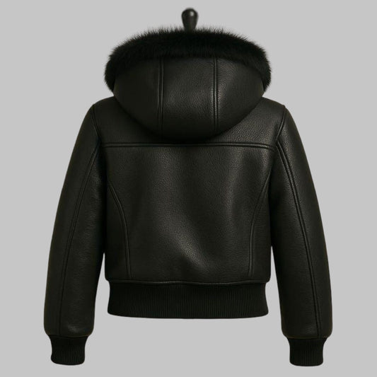 Handmade Fur Lined Leather Bomber Jacket for Women