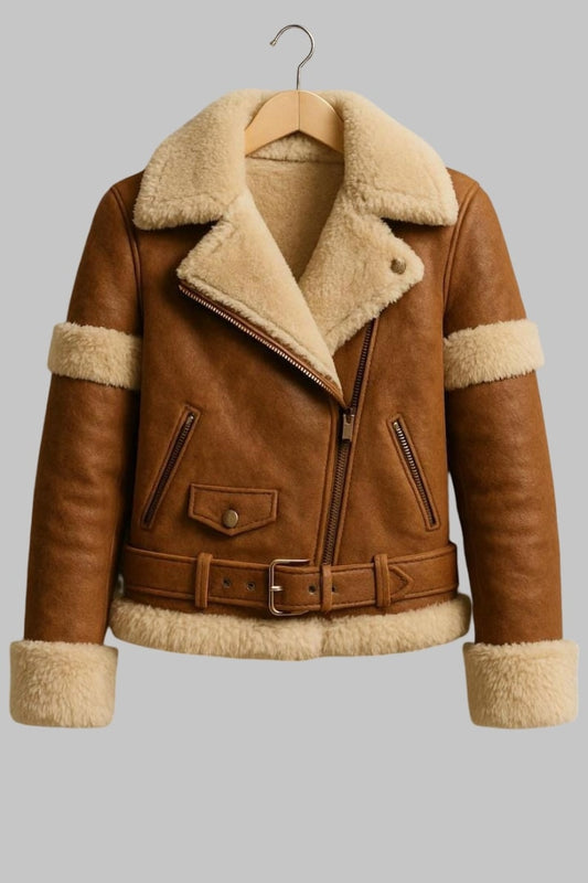 Genuine Leather Fur Lined B3 Bomber Jacket for Women