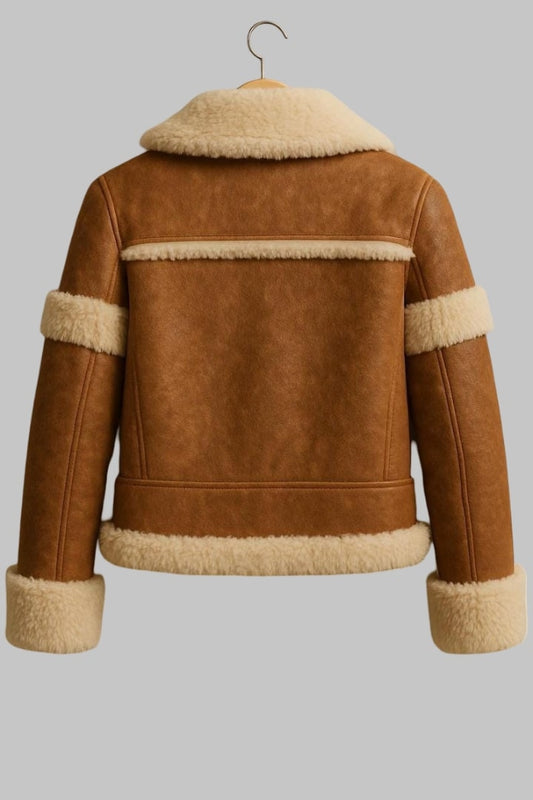 Genuine Leather Fur Lined B3 Bomber Jacket for Women