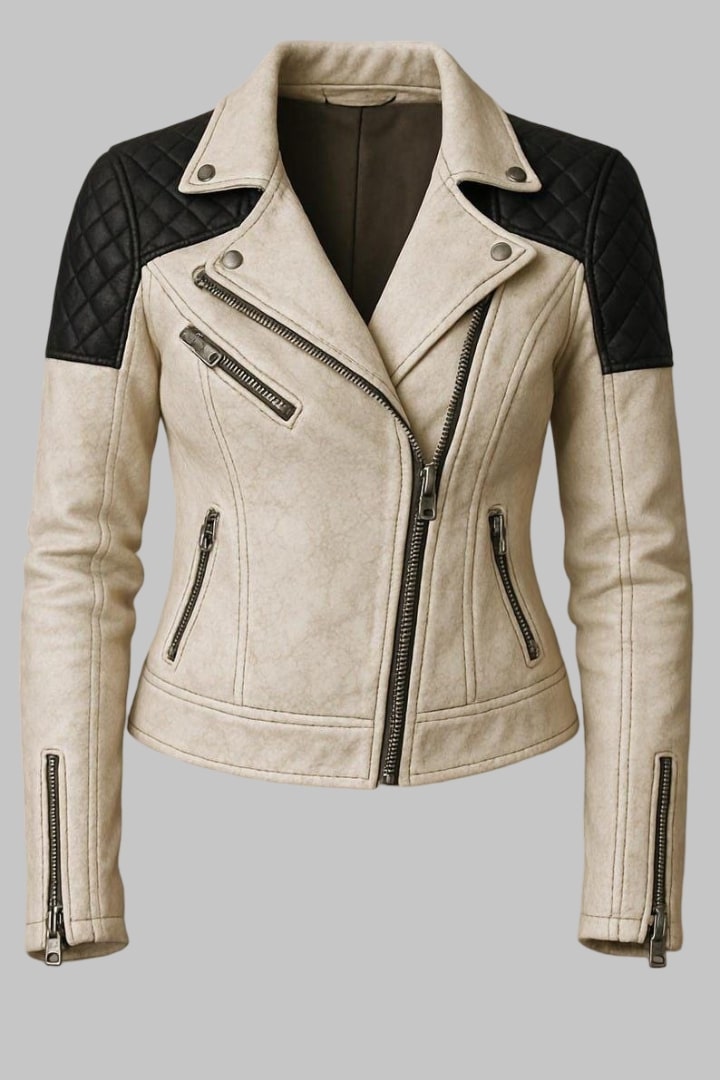 Luxury Handmade Sheepskin Leather Biker Jacket for Women