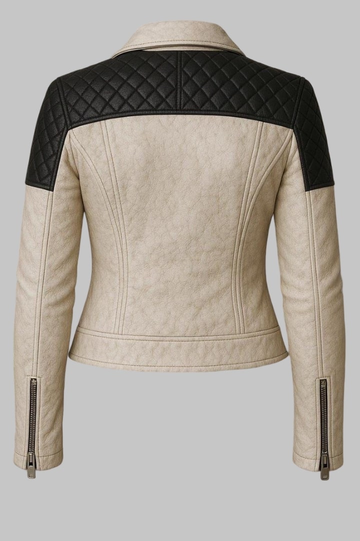 Luxury Handmade Sheepskin Leather Biker Jacket for Women