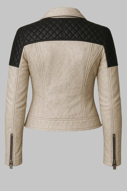 Luxury Handmade Sheepskin Leather Biker Jacket for Women