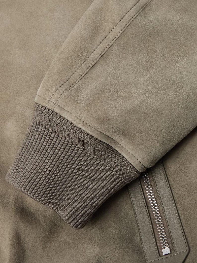 Men Suede Bomber Jacket Classic Casual Leather Coat
