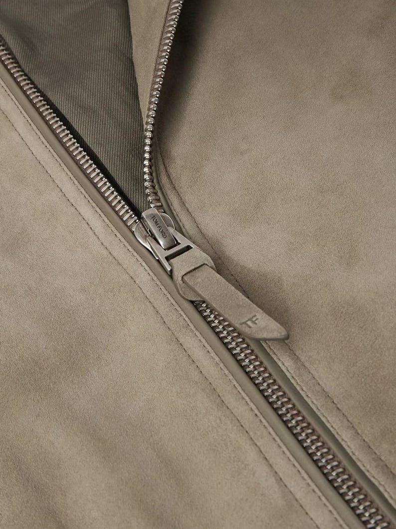 Men Suede Bomber Jacket Classic Casual Leather Coat