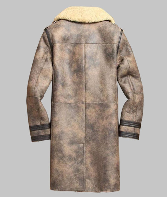 Men Sheepskin Shearling Leather Aviator Coat