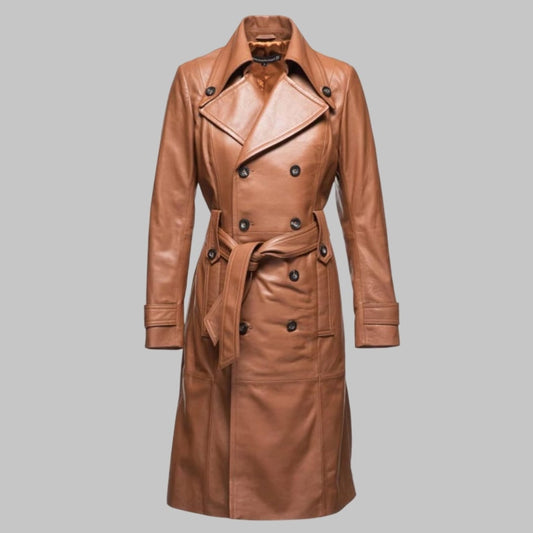 Georgina Ladies Real Leather Trench Coat