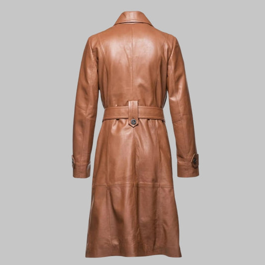 Georgina Ladies Real Leather Trench Coat