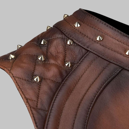 Brown Genuine Leather Vest for Women Stylish Biker Fashion Waistcoat