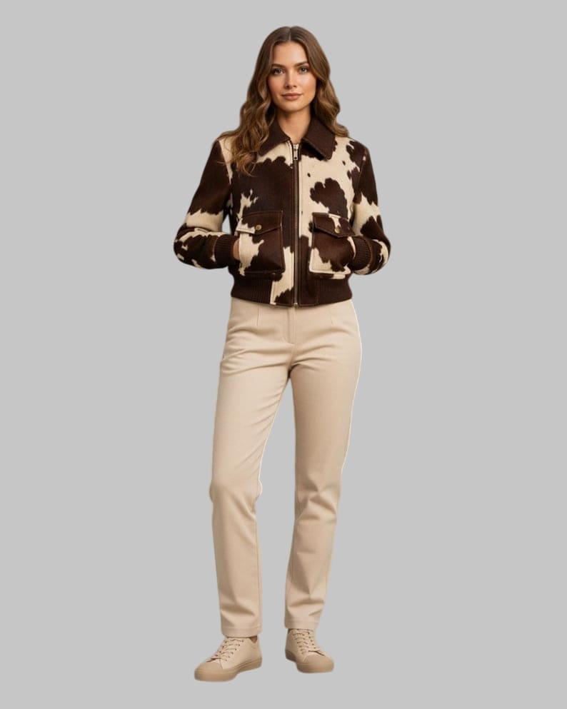 Women Cowhide Leather Bomber Jacket Western Rodeo Style Handmade Genuine Full-Grain Leather