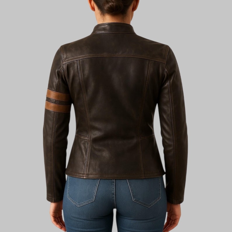 Vintage Distressed Biker Leather Jacket for Women Handmade Pure Leather with Brass Zippers