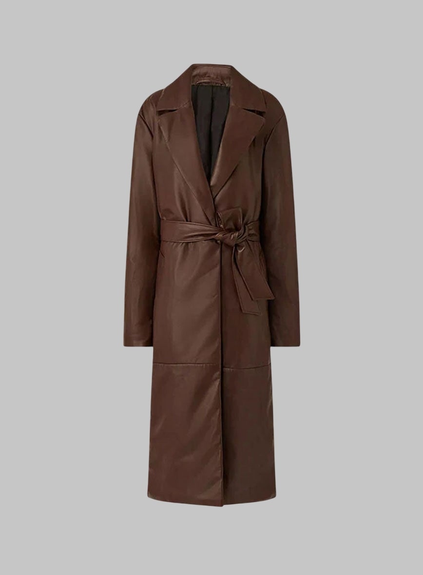 90s Vintage Leather Long Coat